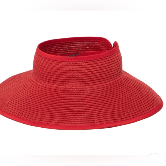 San Diego Hat Company Accessories - San Diego Hat Company Red Large Brim Visor Packable UPF 50+ Adjustable Like New